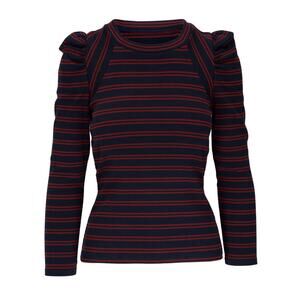 Veronica Beard Navy and Red Striped Long Sleeve Top